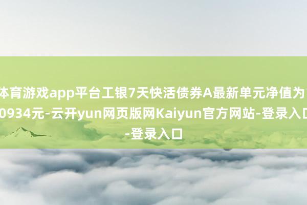 体育游戏app平台工银7天快活债券A最新单元净值为1.0934元-云开yun网页版网Kaiyun官方网站-登录入口